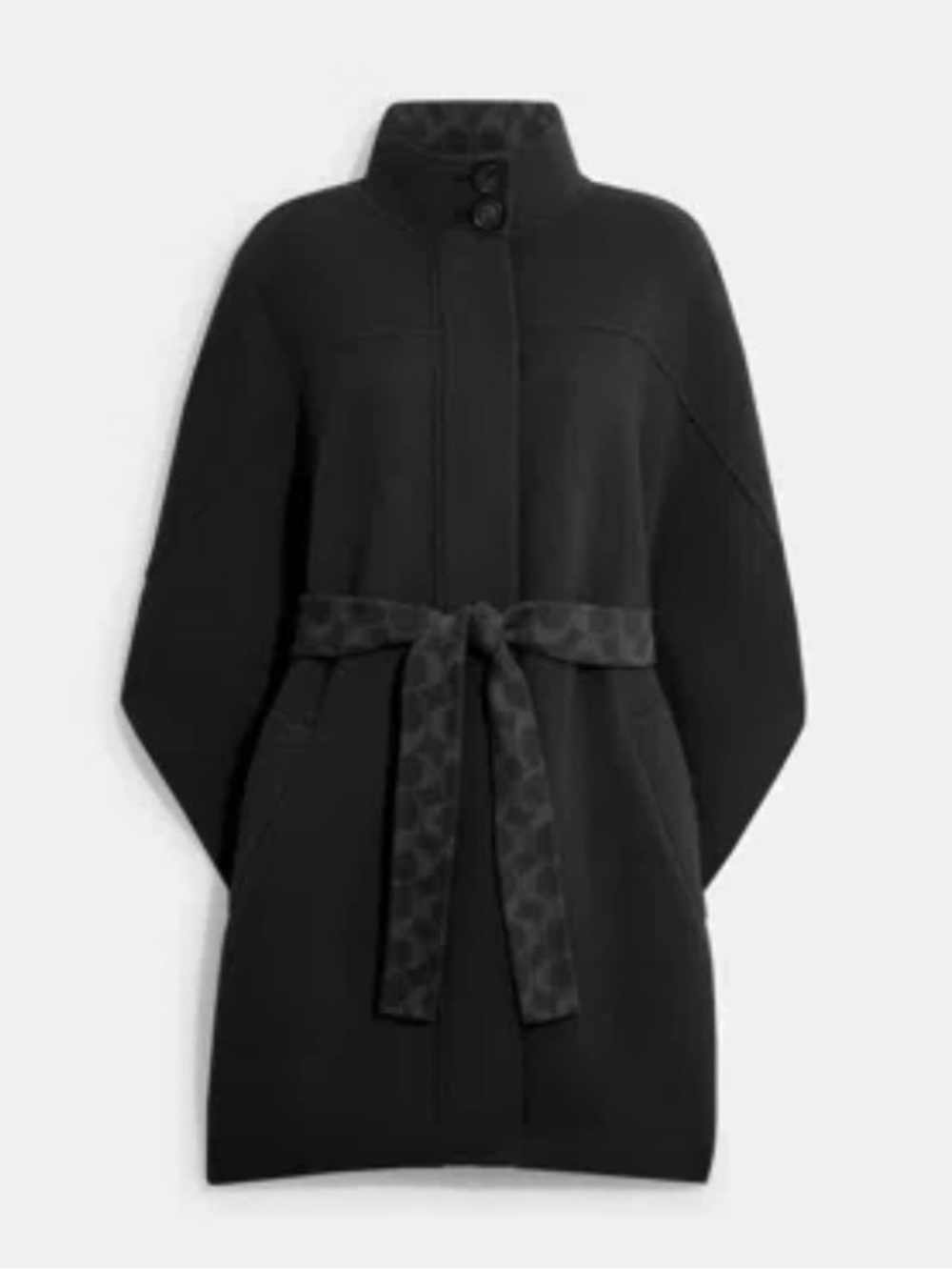 Coach DOUBLE FACE WOOL CAPE IN BLACK